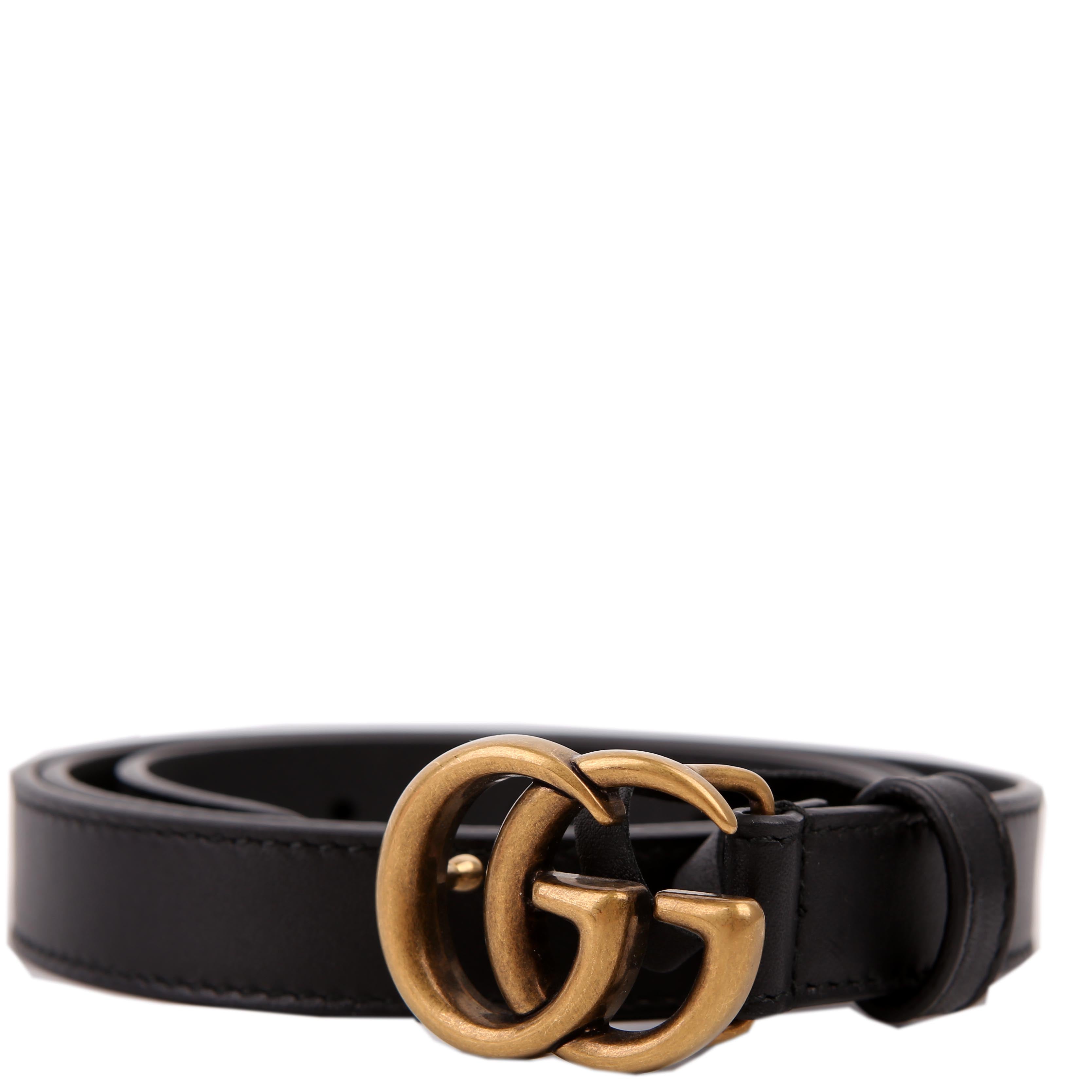 Gucci 409417 GG Marmont Thin Belt Size 80/32 Black