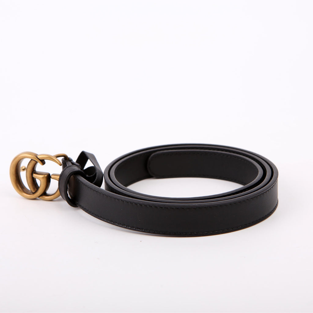 Gucci 409417 GG Marmont Thin Belt Size 80/32 Black