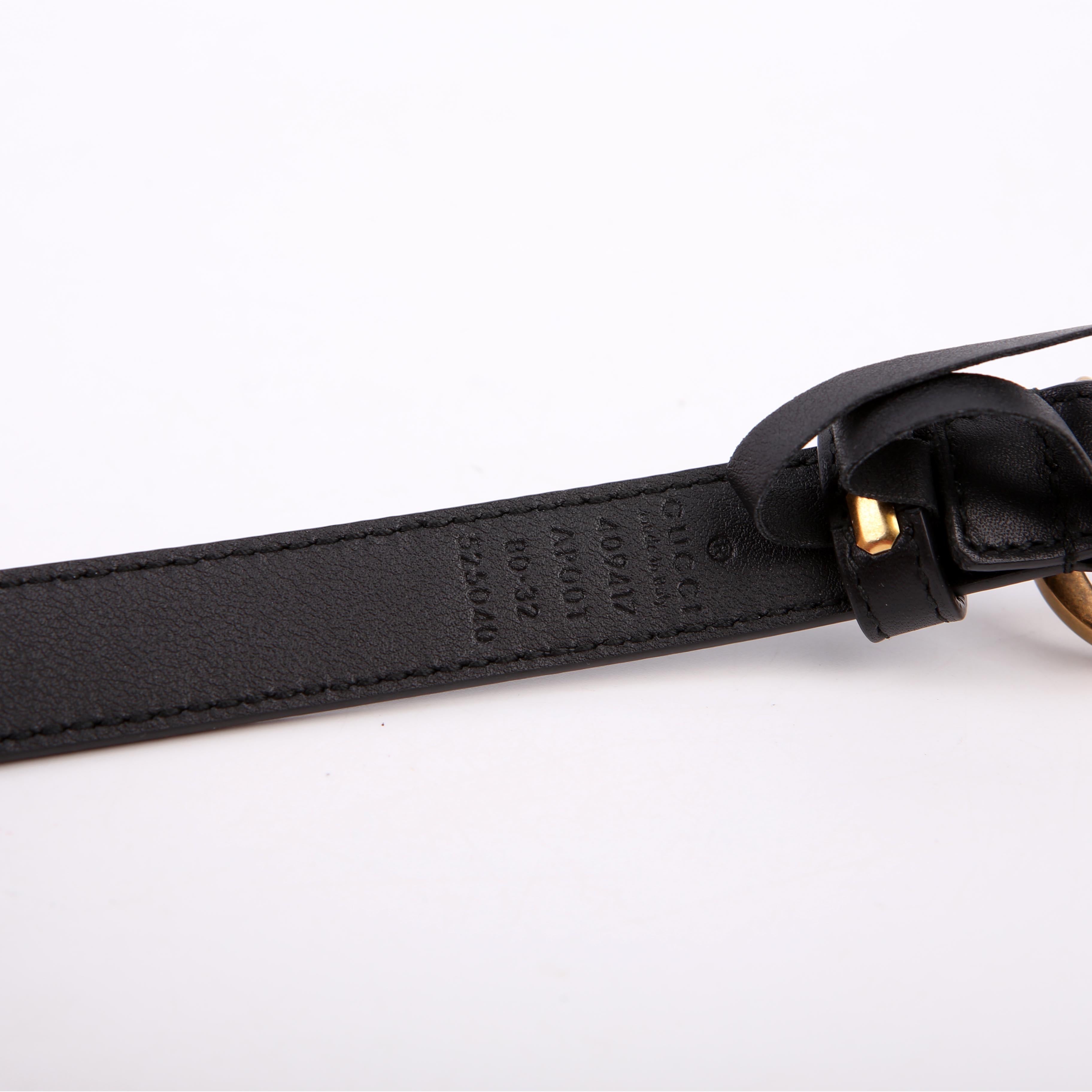 Gucci 409417 GG Marmont Thin Belt Size 80/32 Black