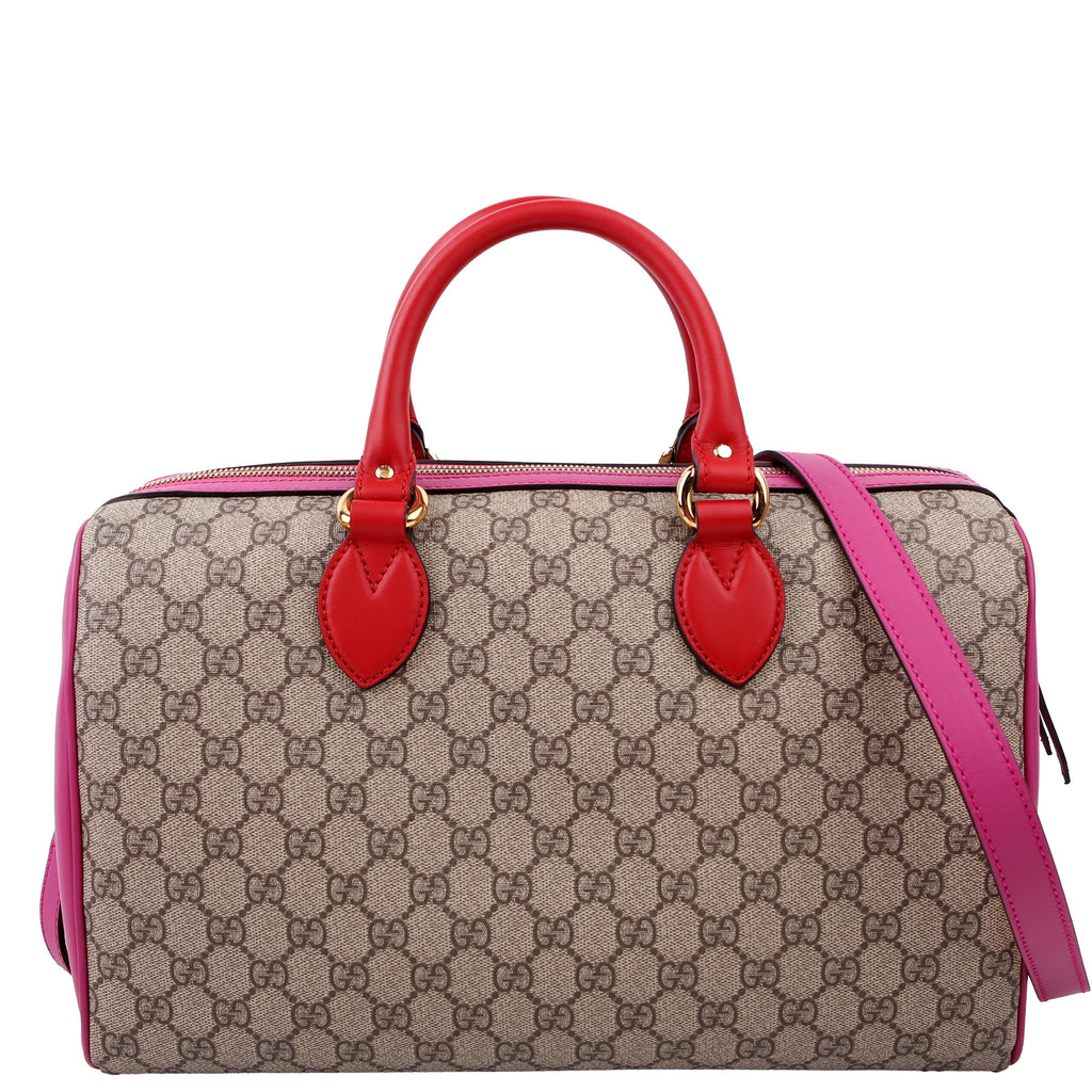 409527 GG Supreme Boston Bag Large Pink/Red
