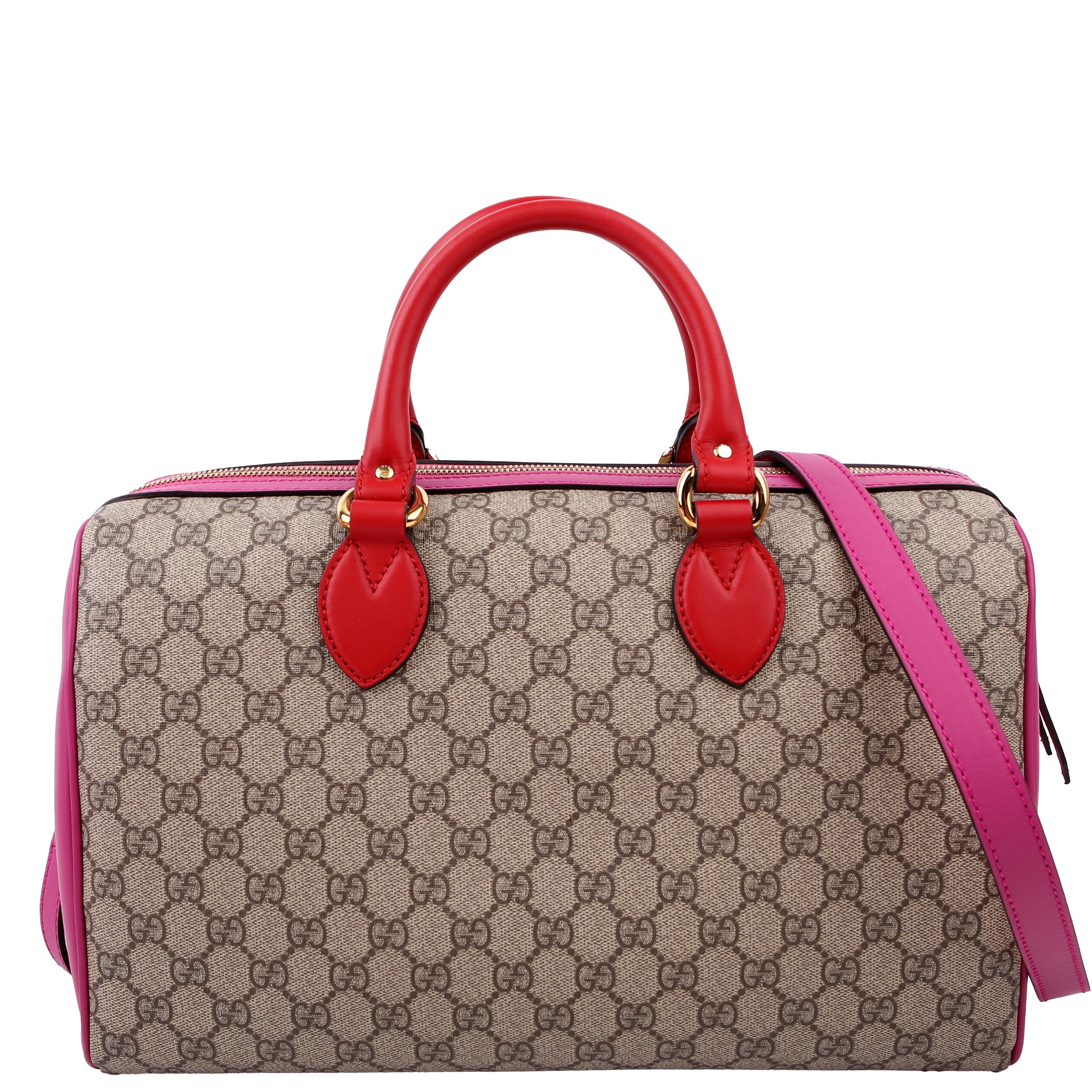 409527 GG Supreme Boston Bag Large Pink/Red