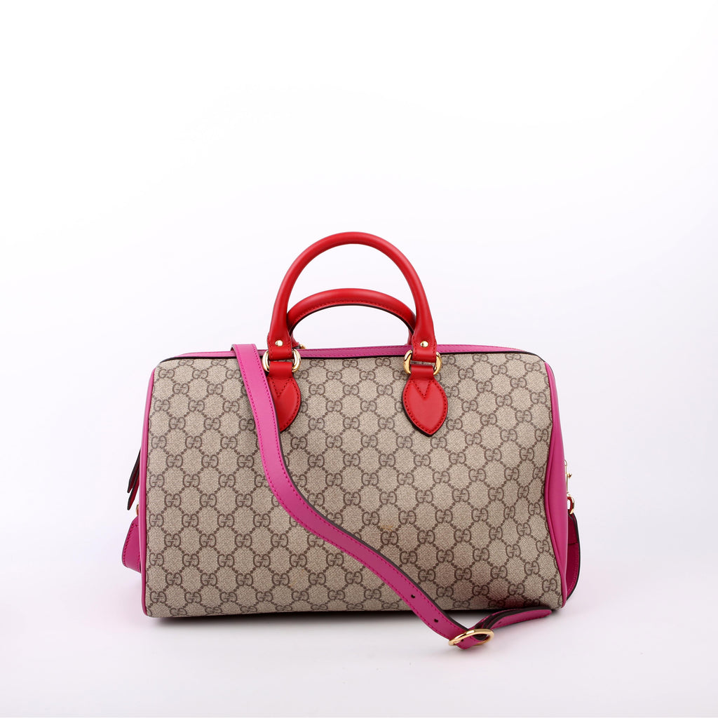 409527 GG Supreme Boston Bag Large Pink/Red