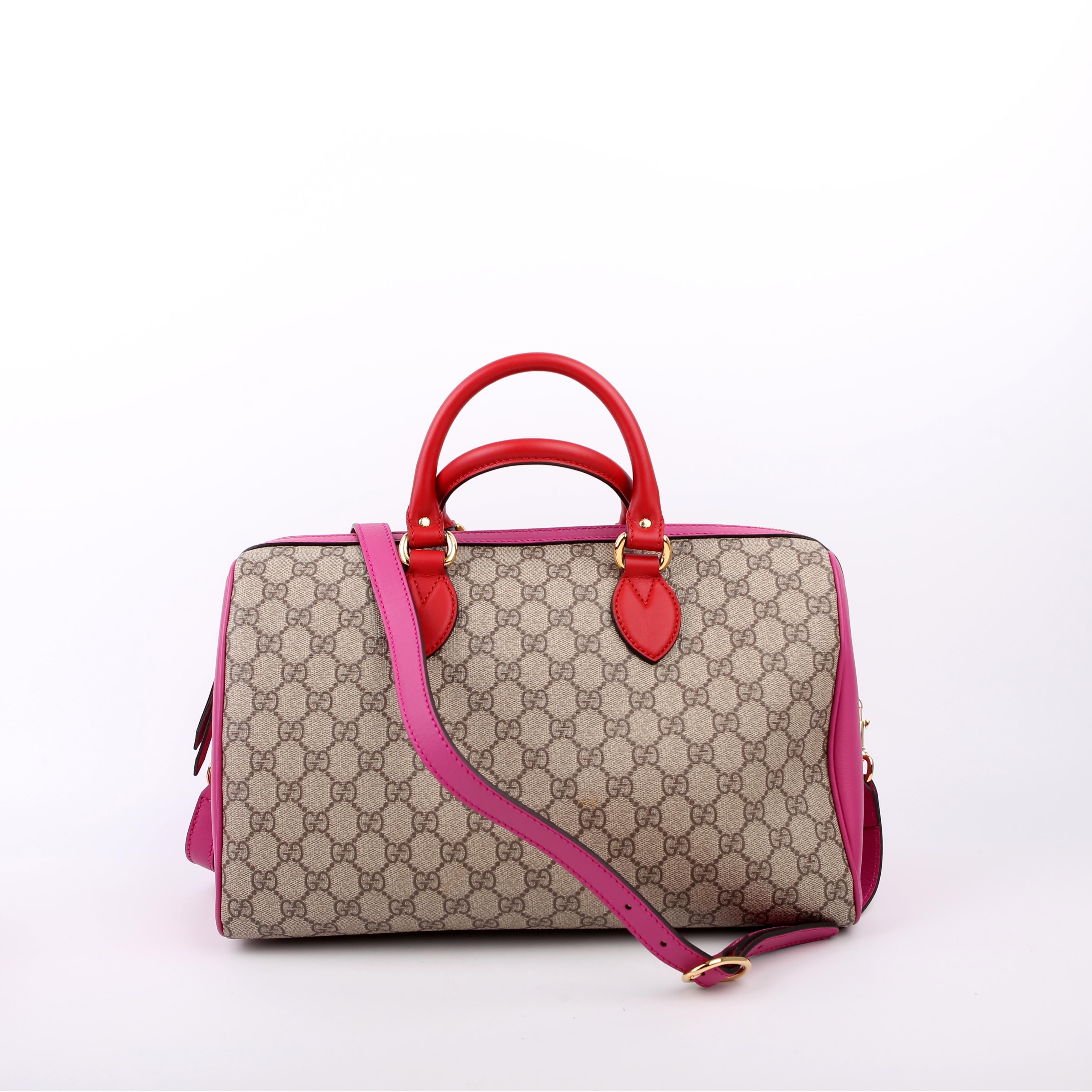 409527 GG Supreme Boston Bag Large Pink/Red