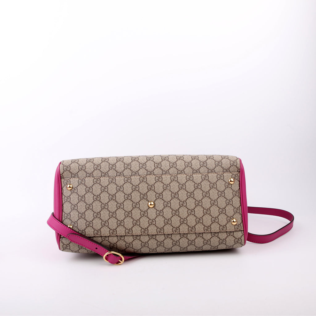 409527 GG Supreme Boston Bag Large Pink/Red