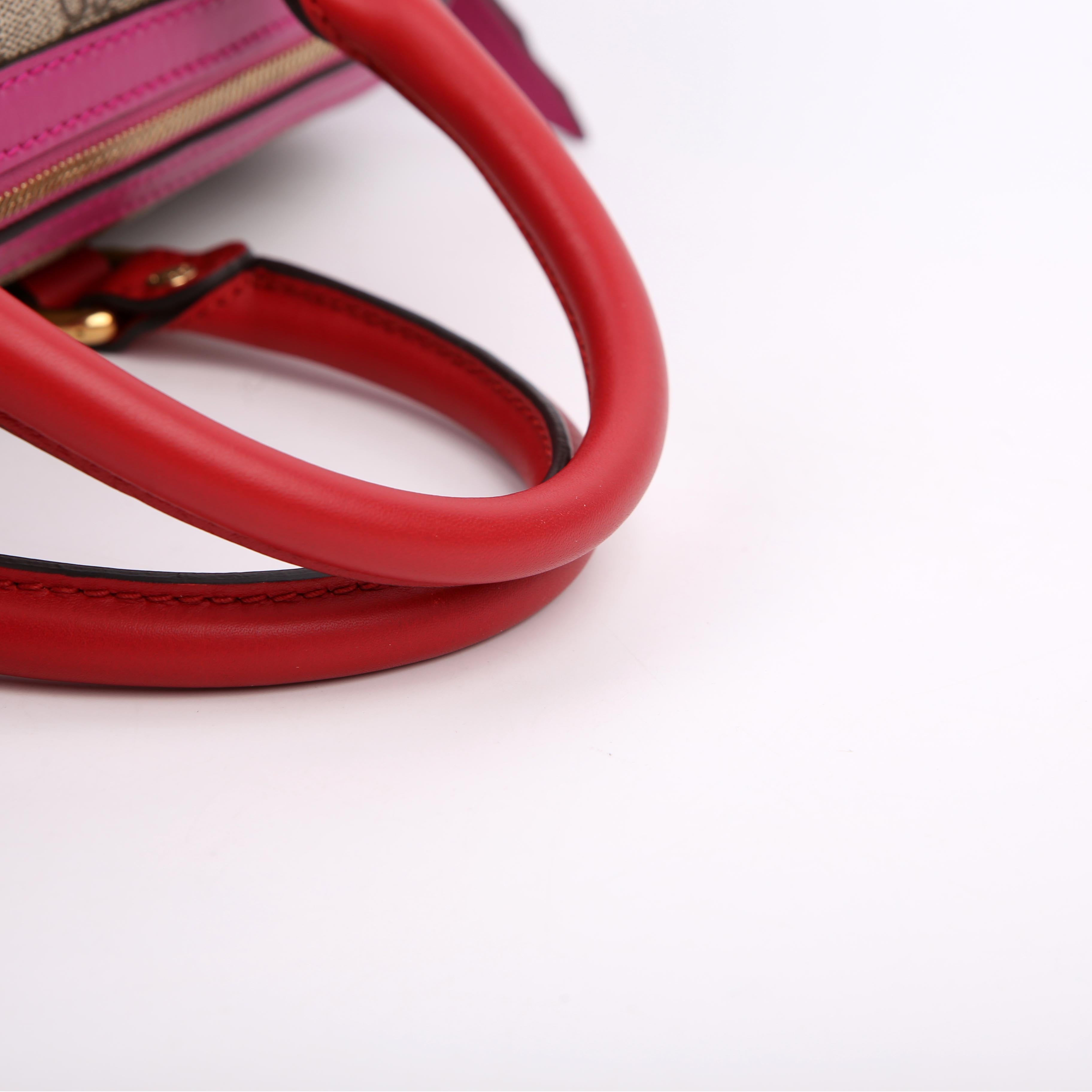 409527 GG Supreme Boston Bag Large Pink/Red