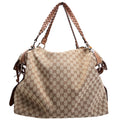 232927 Bamboo Car Large GG Canvas Shoulder Bag Brown