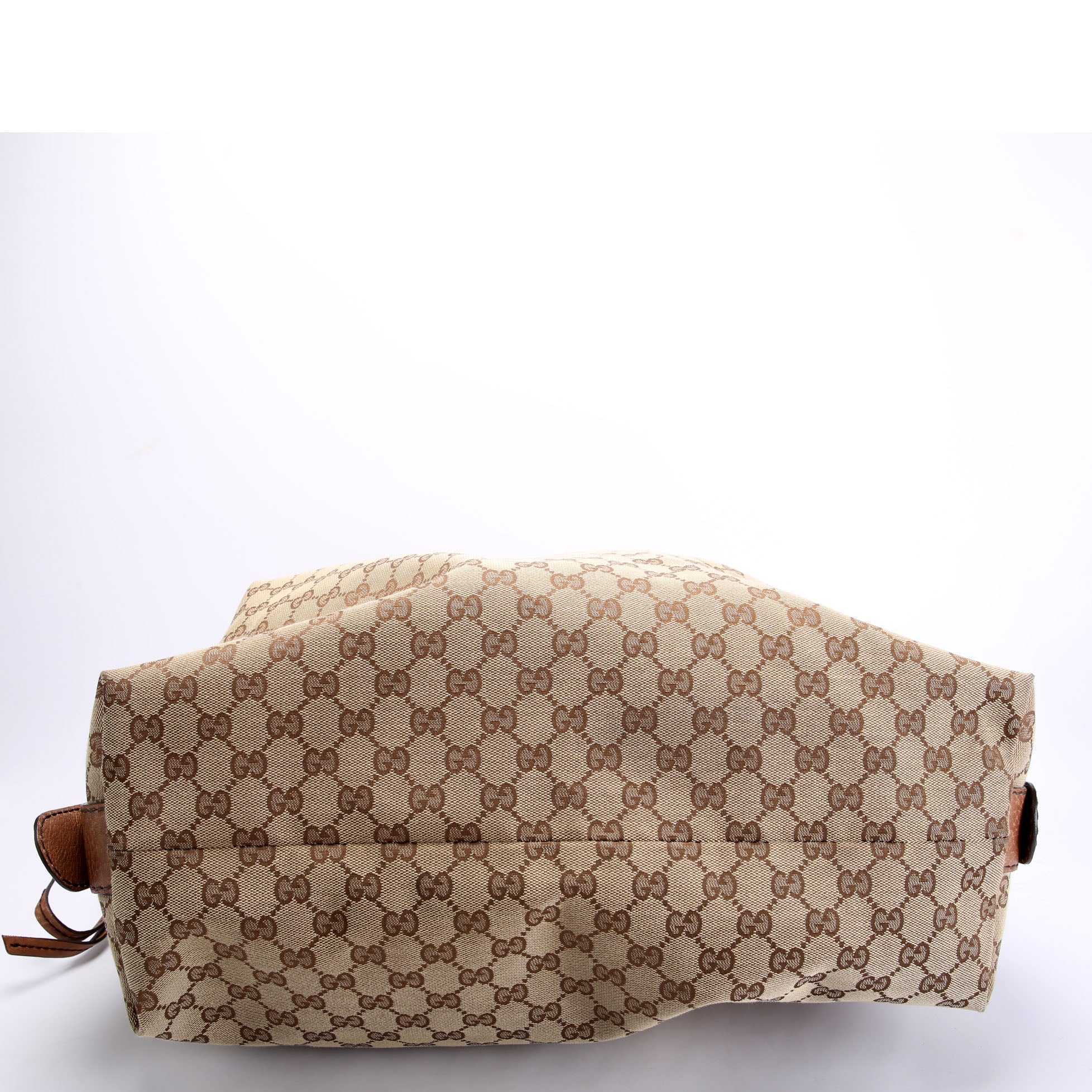 232927 Bamboo Car Large GG Canvas Shoulder Bag Brown