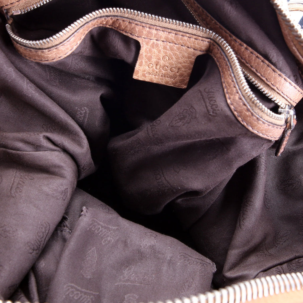 232927 Bamboo Car Large GG Canvas Shoulder Bag Brown
