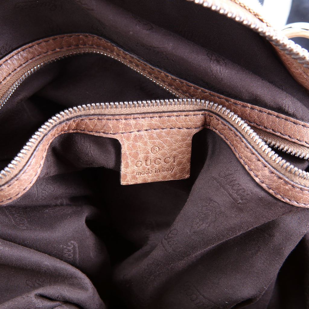 232927 Bamboo Car Large GG Canvas Shoulder Bag Brown