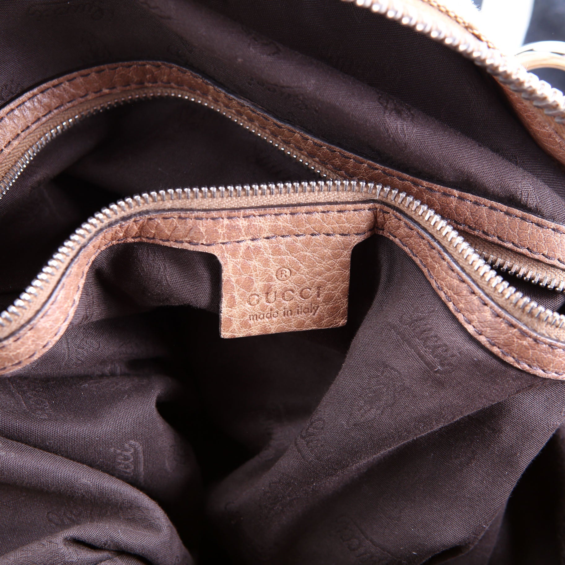 232927 Bamboo Car Large GG Canvas Shoulder Bag Brown