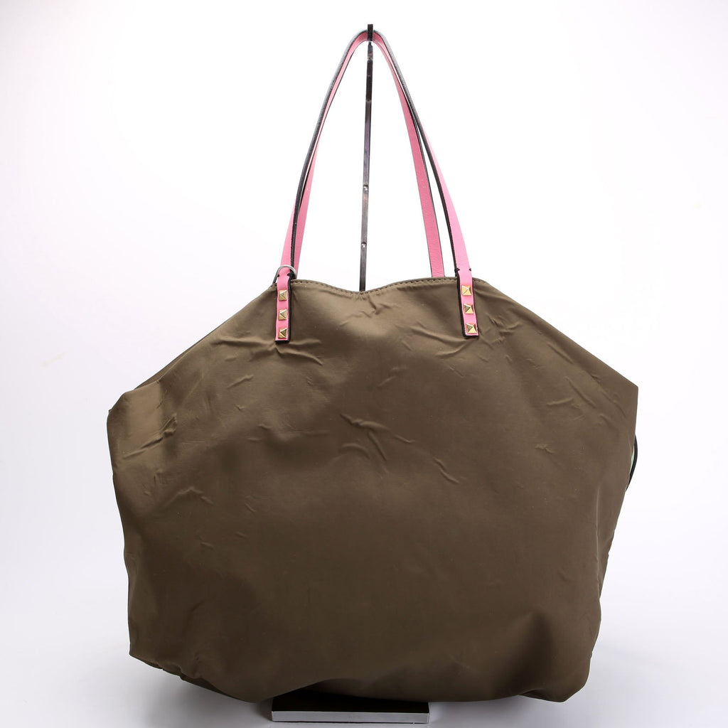Rockstud Open Reverisble Nylon Tote Green/Multicolor