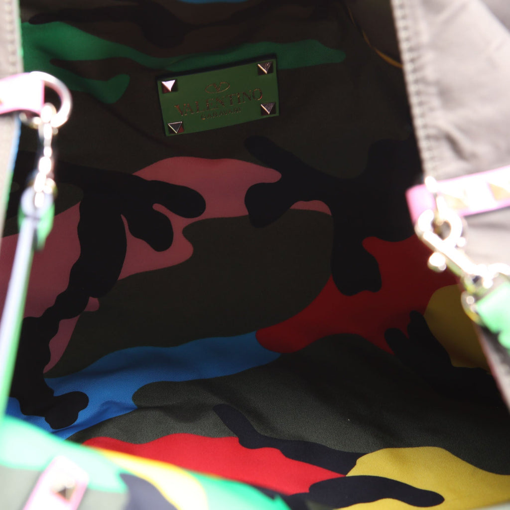 Rockstud Open Reverisble Nylon Tote Green/Multicolor
