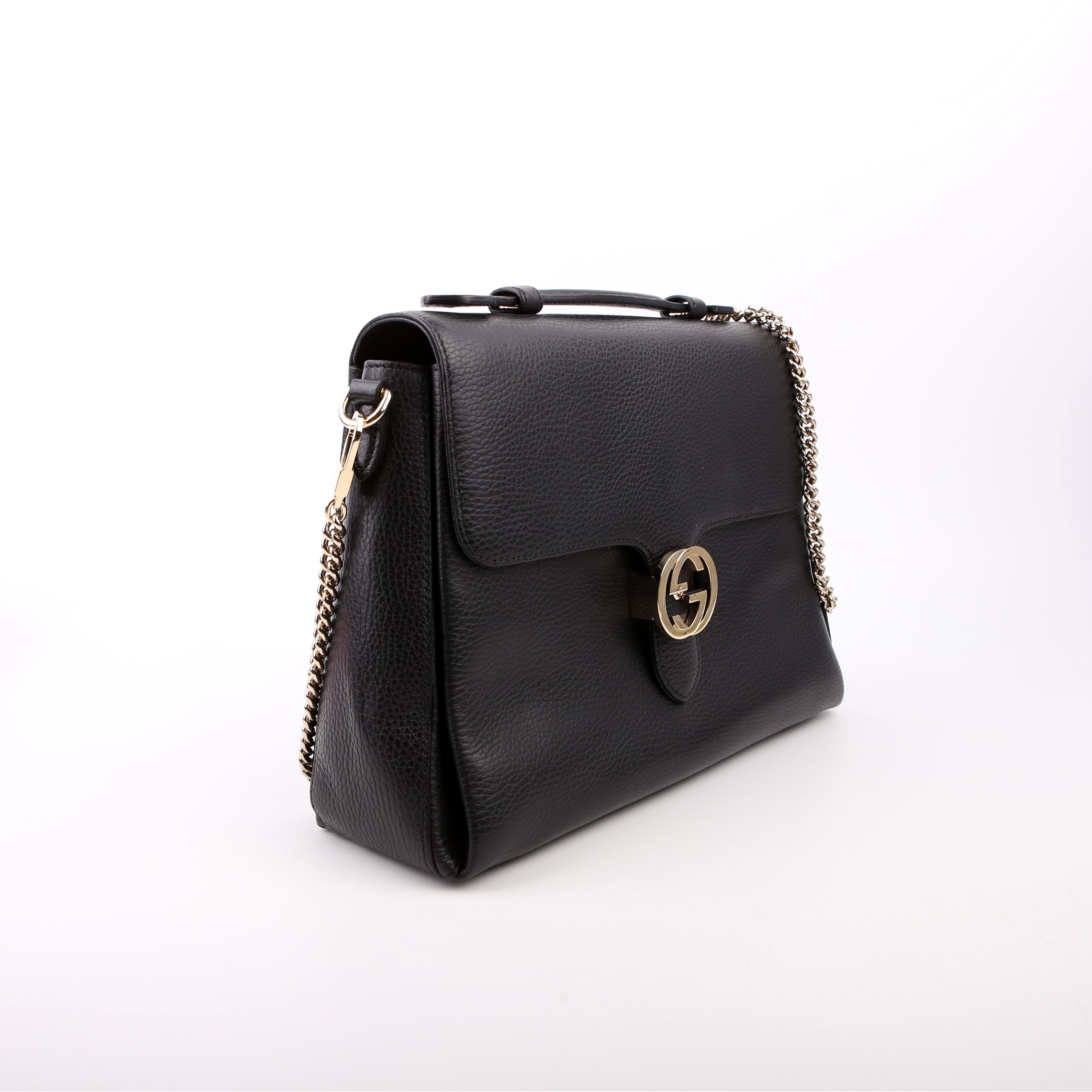 Gucci 510306 Large Interlocking GG Shoulder Black
