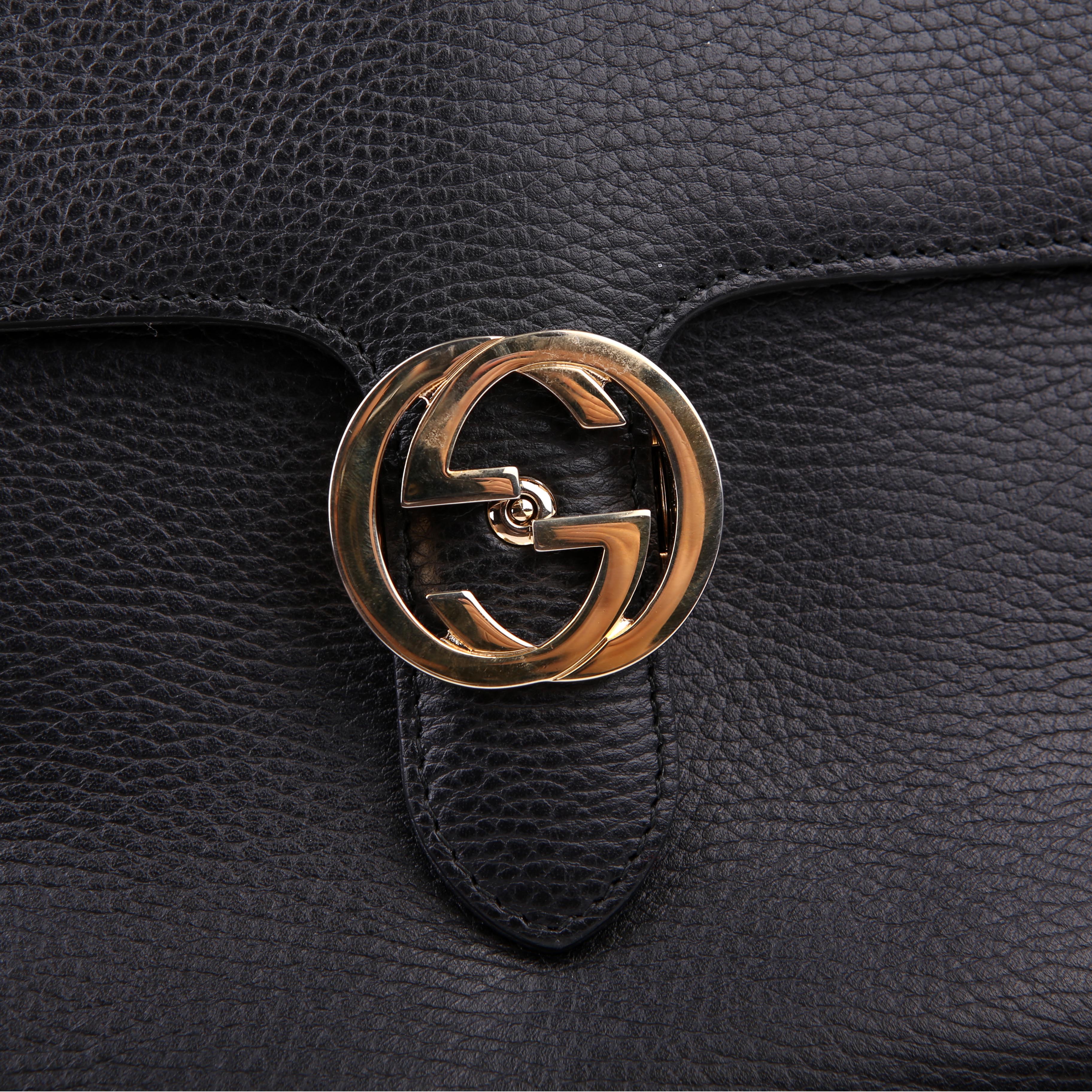 Gucci 510306 Large Interlocking GG Shoulder Black