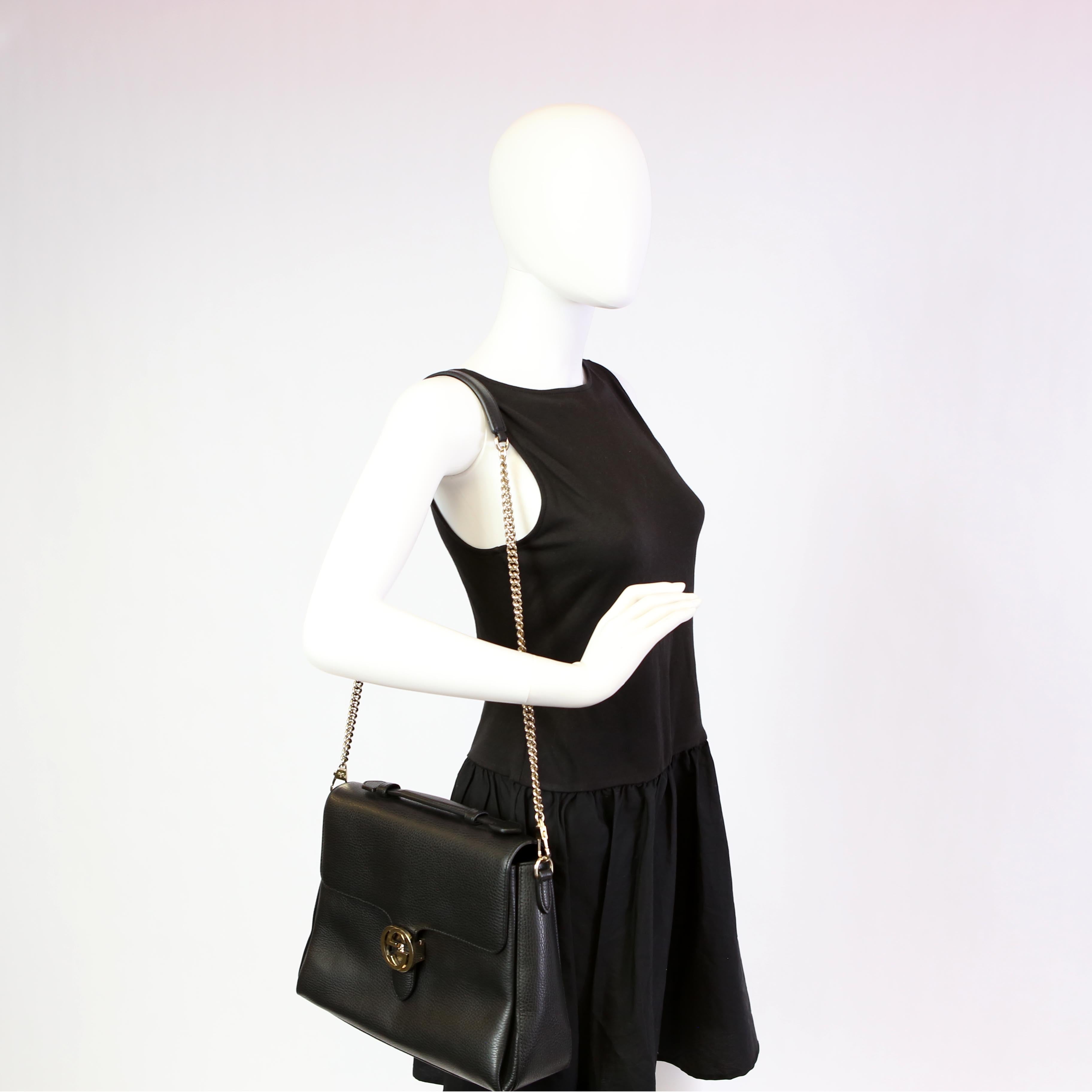 Gucci 510306 Large Interlocking GG Shoulder Black