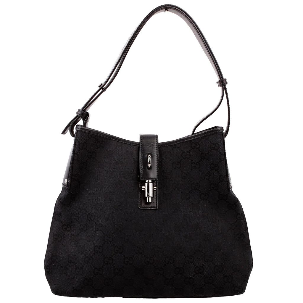110291 Jackie GG Canvas Hobo Black