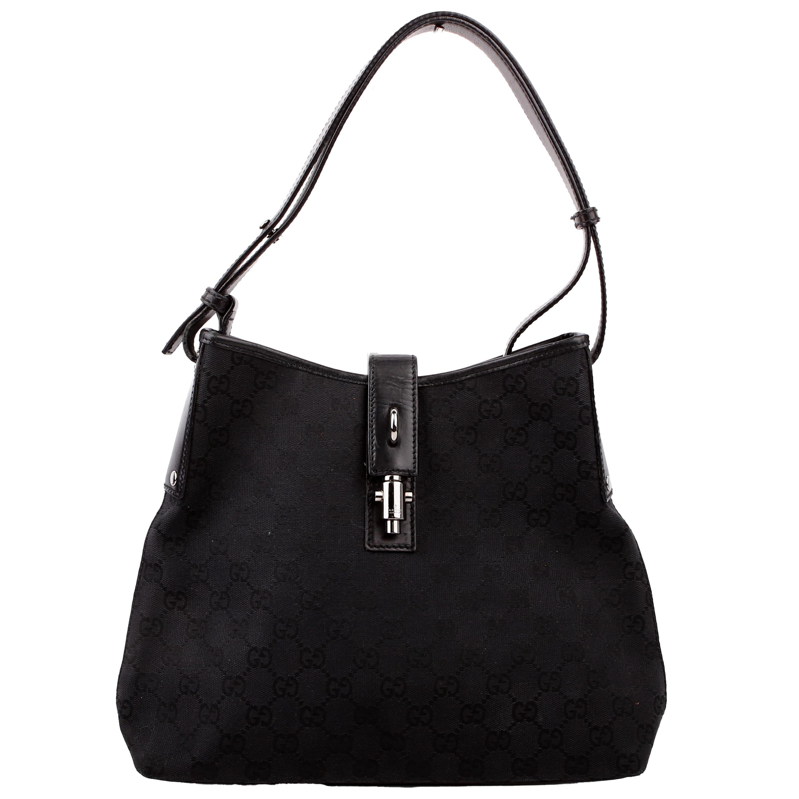 110291 Jackie GG Canvas Hobo Black