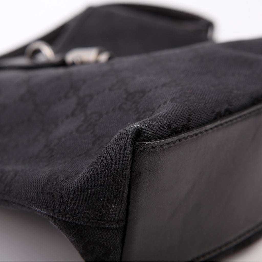 110291 Jackie GG Canvas Hobo Black