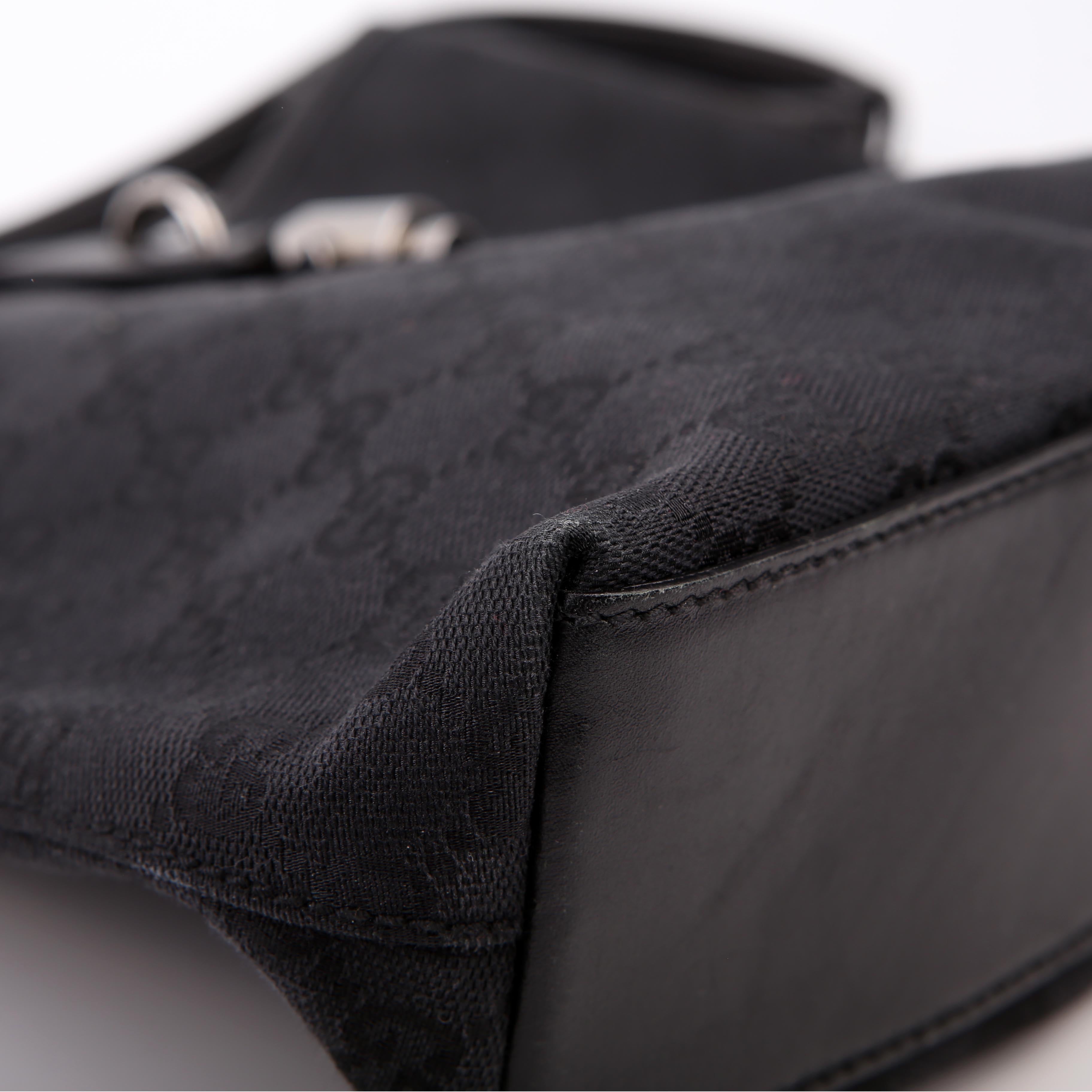 110291 Jackie GG Canvas Hobo Black
