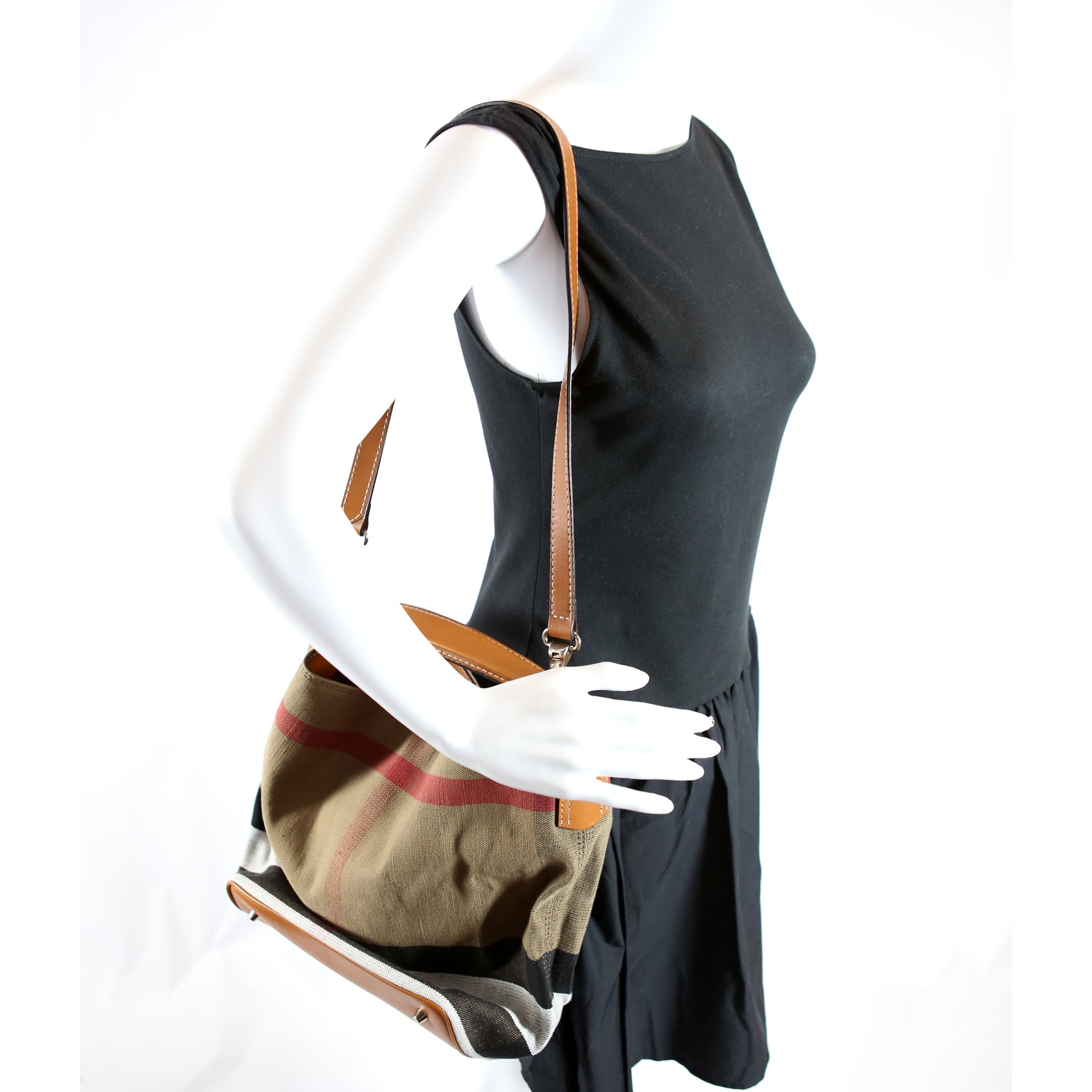 Canvas Mega Check Ashby Hobo Medium Tan/Multicolor