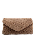 SAINT LAURENT Shearling Sade Puffer Envelope Clutch 655004 Brown