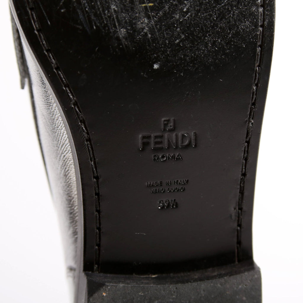 Fendi Metallic Vitello Baguette Loafers Size 39.5 Silver