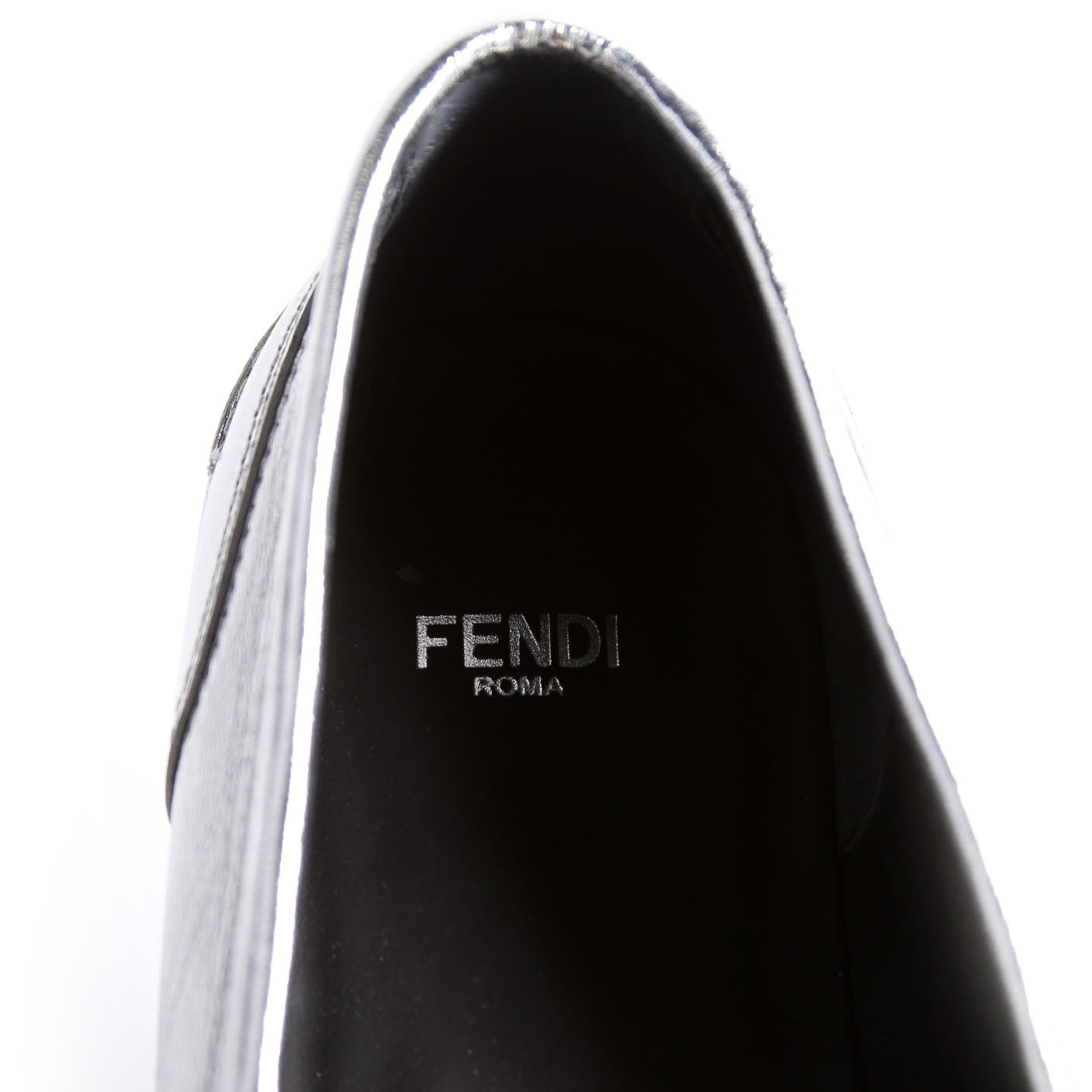 Fendi Metallic Vitello Baguette Loafers Size 39.5 Silver