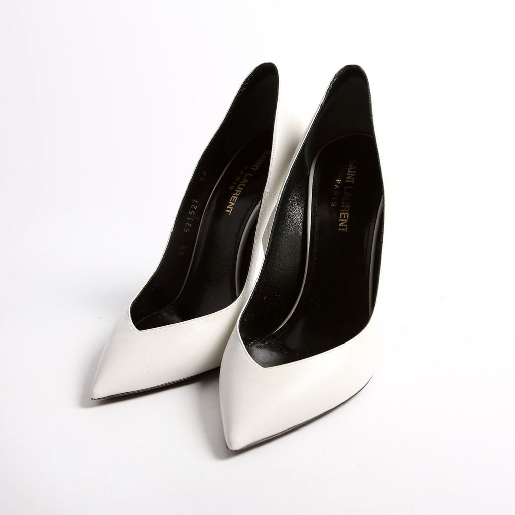 Pointed Toe Leather Pumps Size 38 White