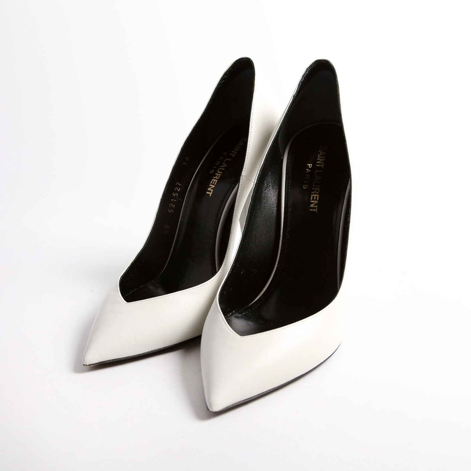 Pointed Toe Leather Pumps Size 38 White