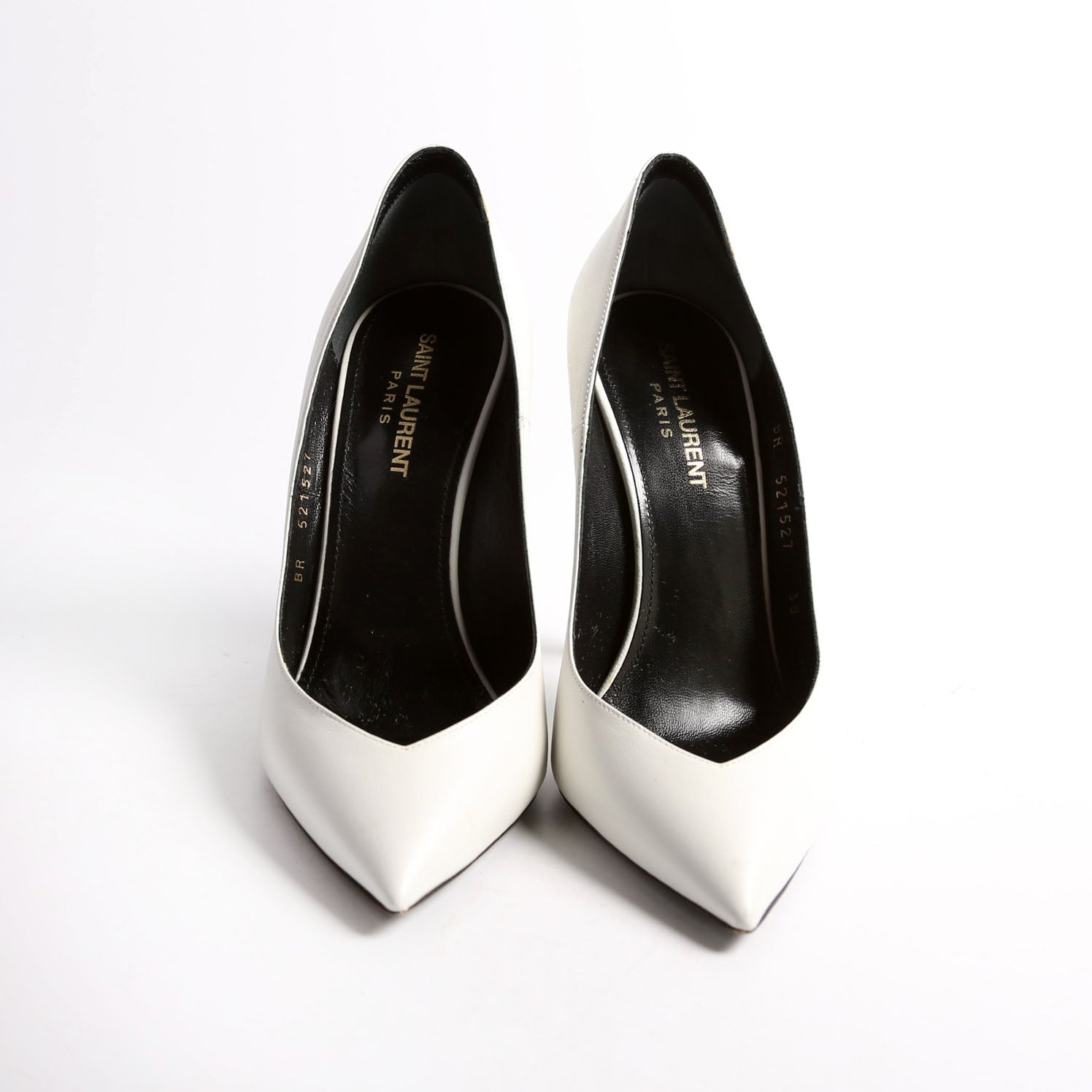 Pointed Toe Leather Pumps Size 38 White