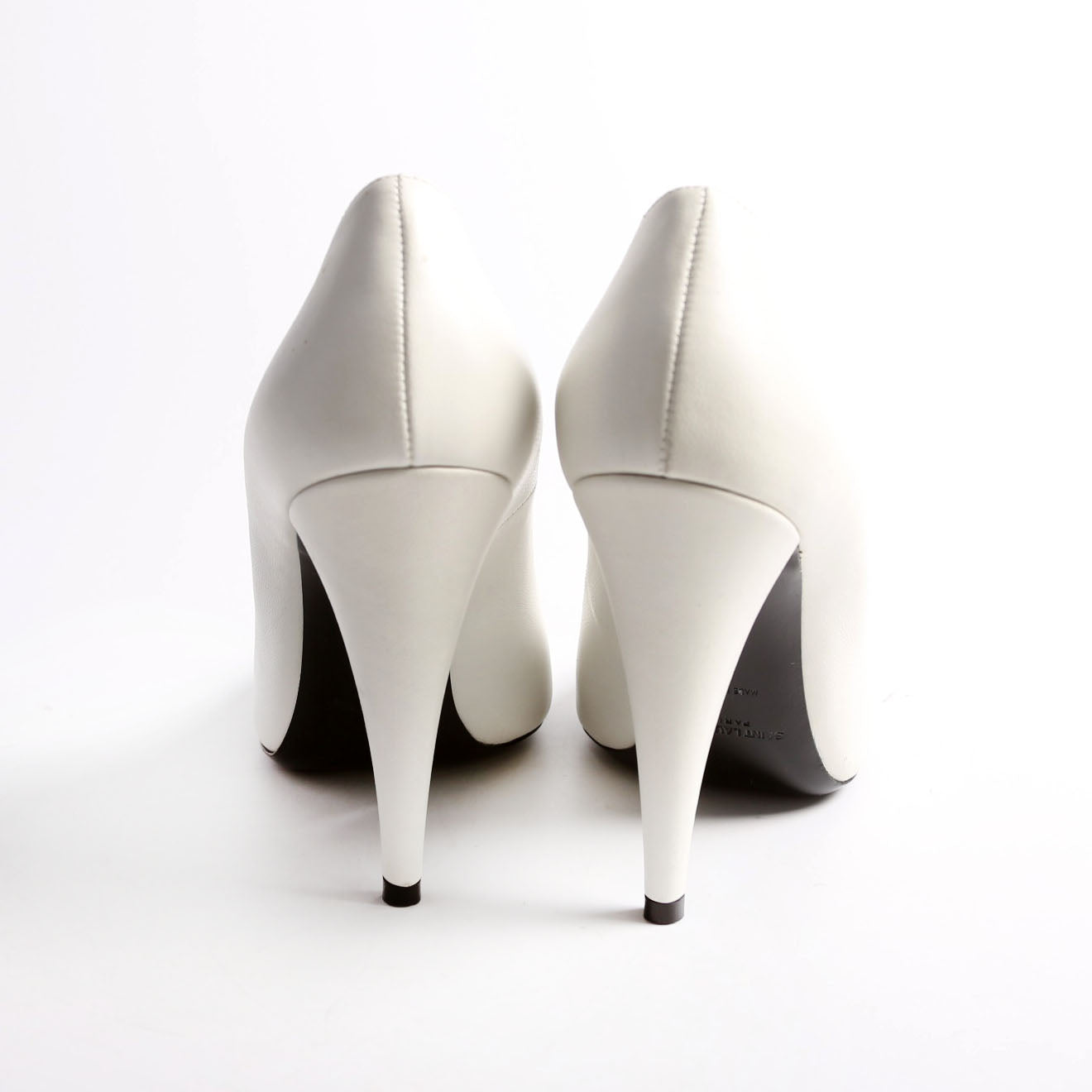 Pointed Toe Leather Pumps Size 38 White