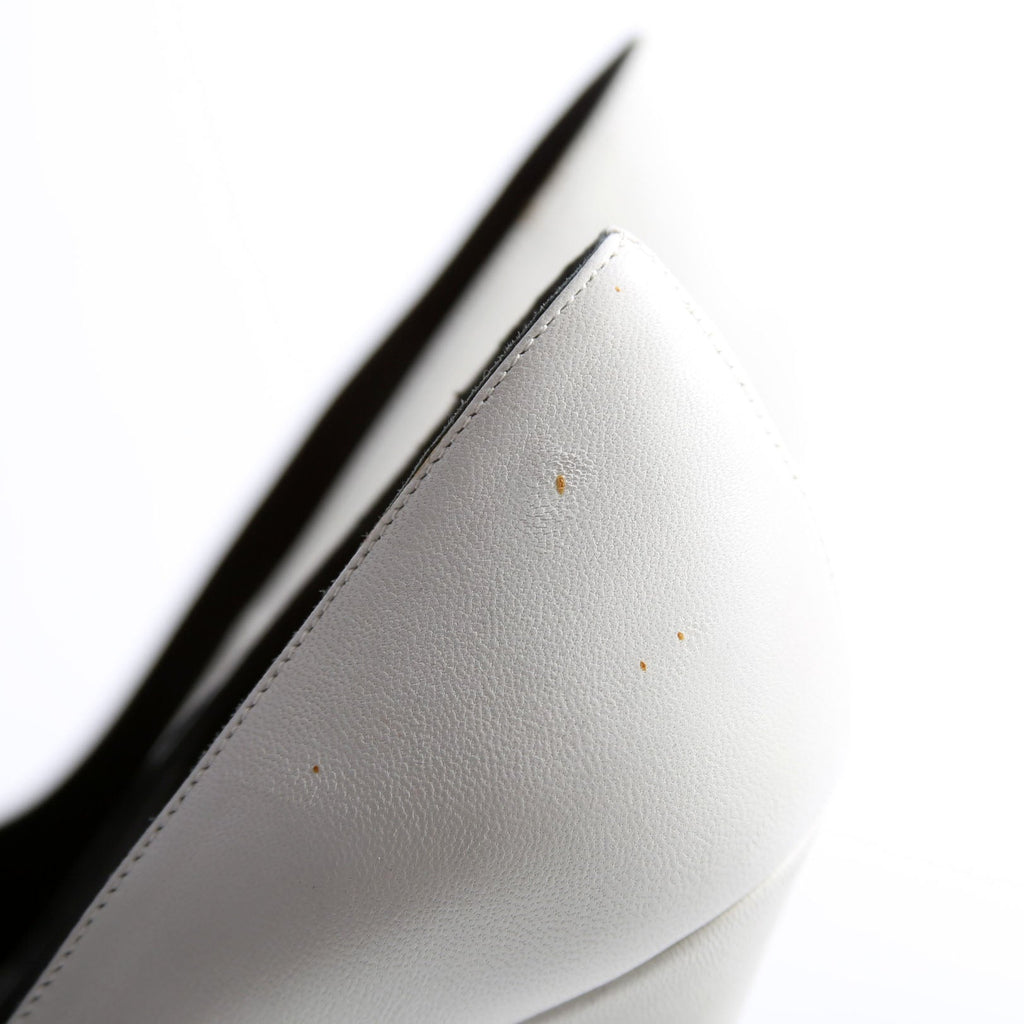 Pointed Toe Leather Pumps Size 38 White