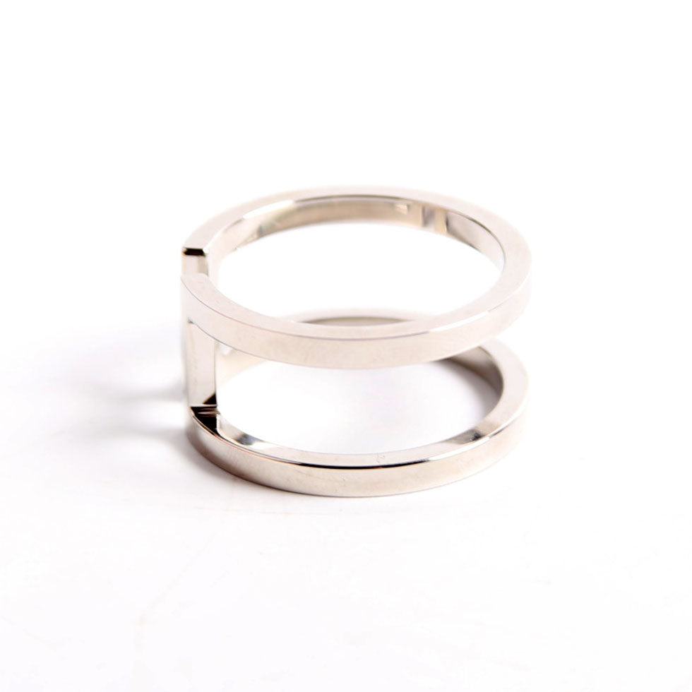 Hermes H En Rond Scarf Ring 140 Silver