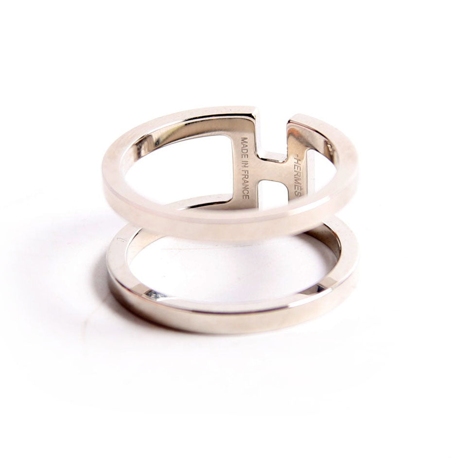 Hermes H En Rond Scarf Ring 140 Silver