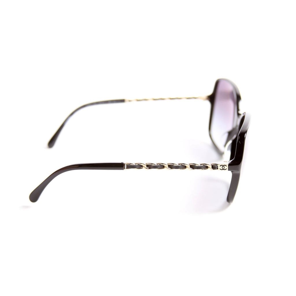 5210-Q-A Square Chain Sunglasses Black