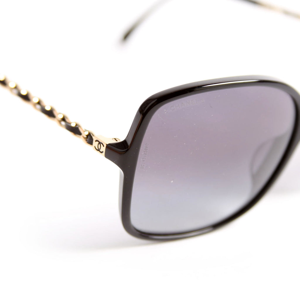 5210-Q-A Square Chain Sunglasses Black