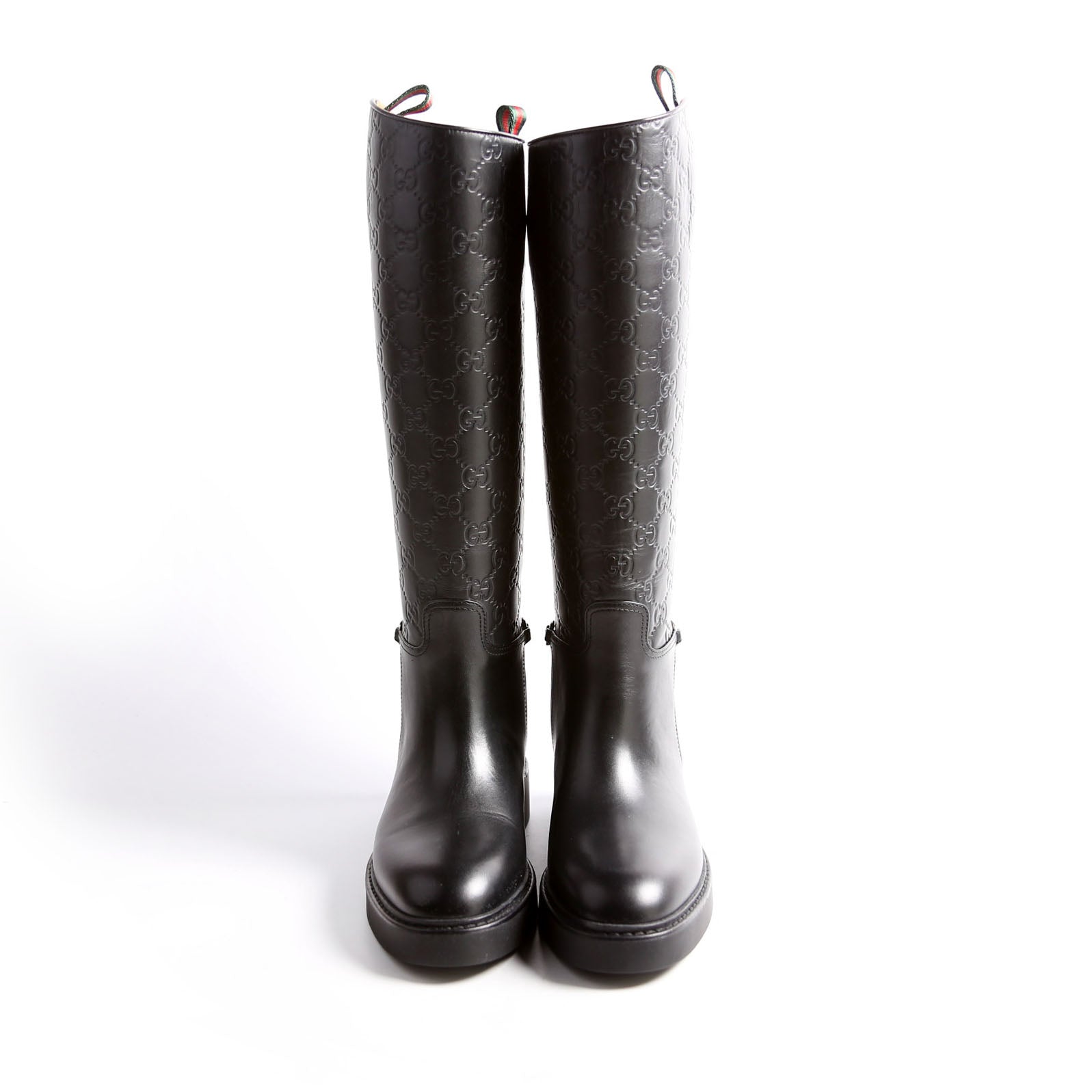 Gucci Guccissima Horse Slim Riding Boots Size 37.5 Black