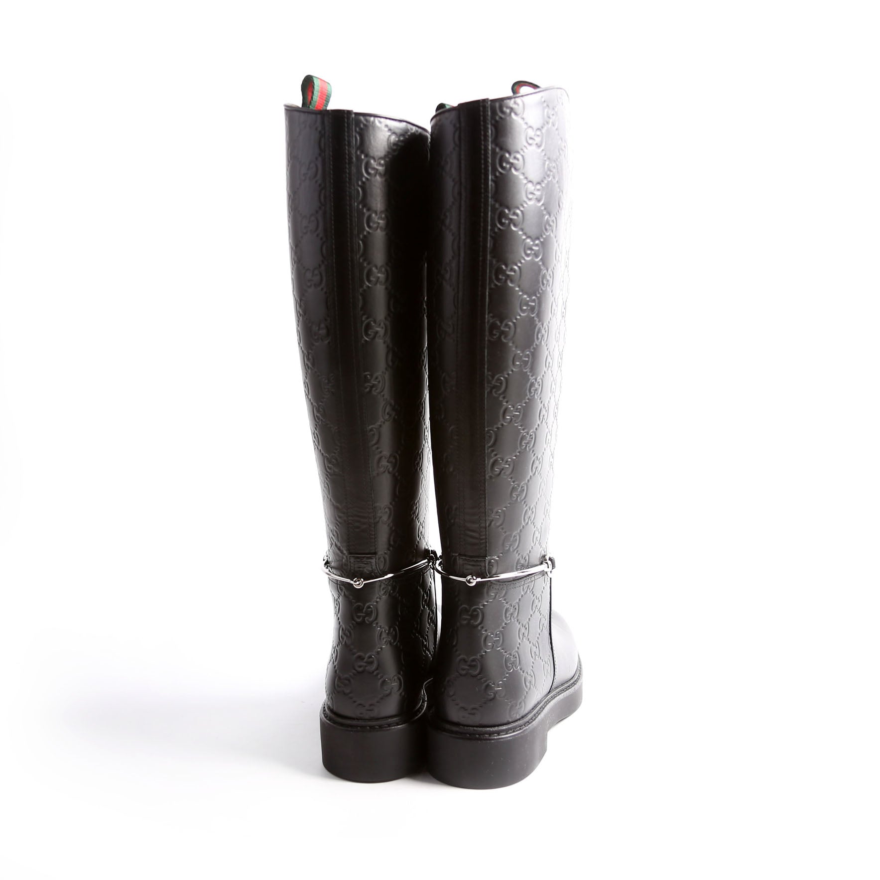 Gucci Guccissima Horse Slim Riding Boots Size 37.5 Black
