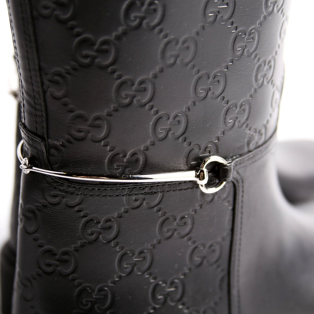 Gucci Guccissima Horse Slim Riding Boots Size 37.5 Black