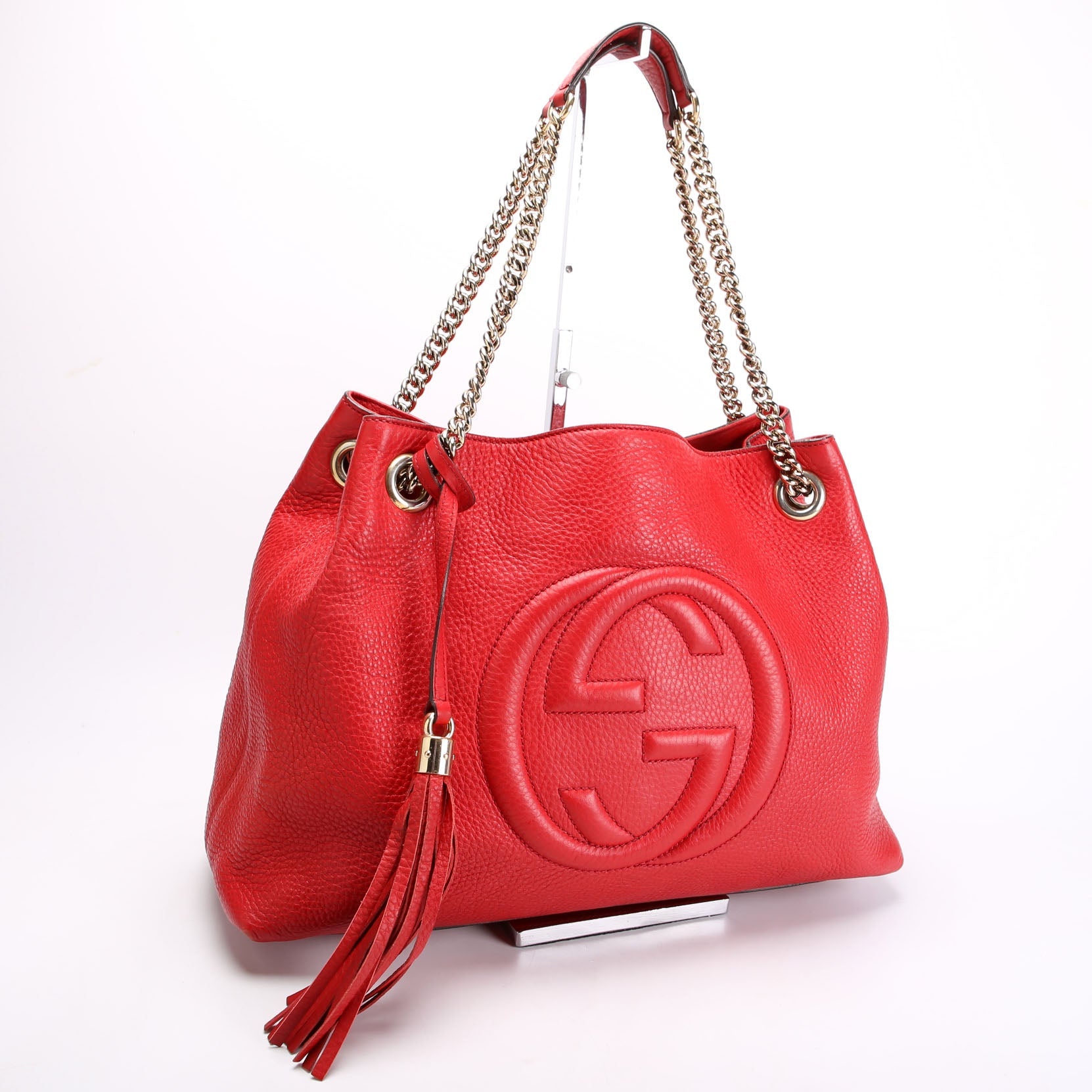 308982 Soho Leather Shoulder Medium Red