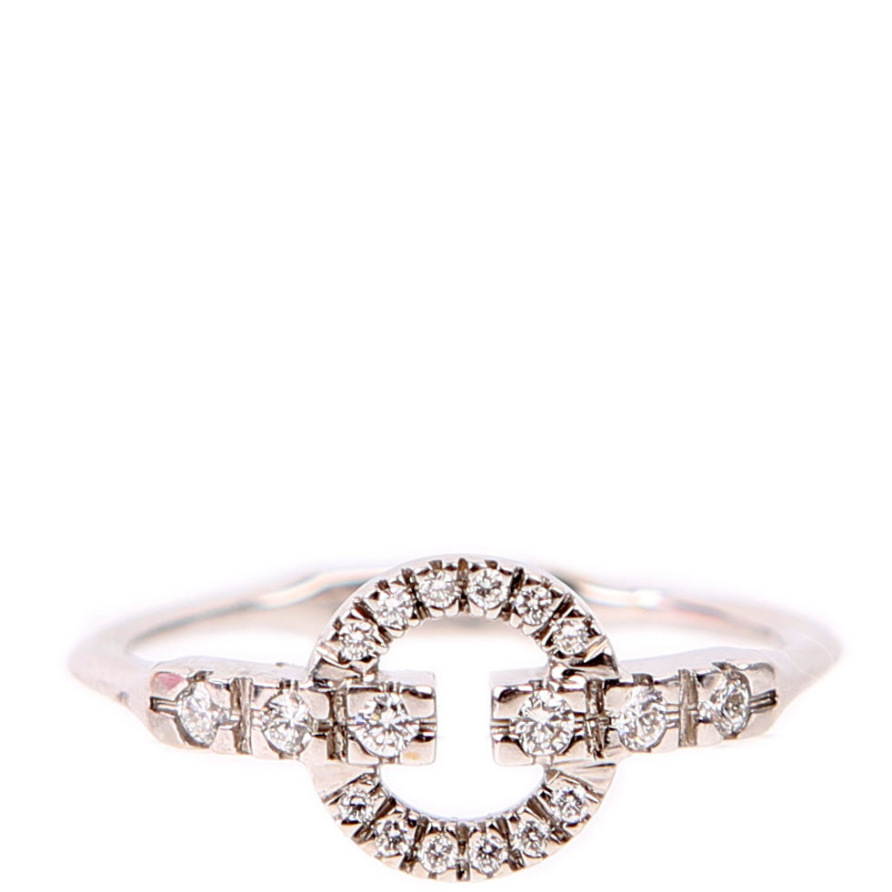 Double G 18K White Gold/Diamonds Ring Size 5.75