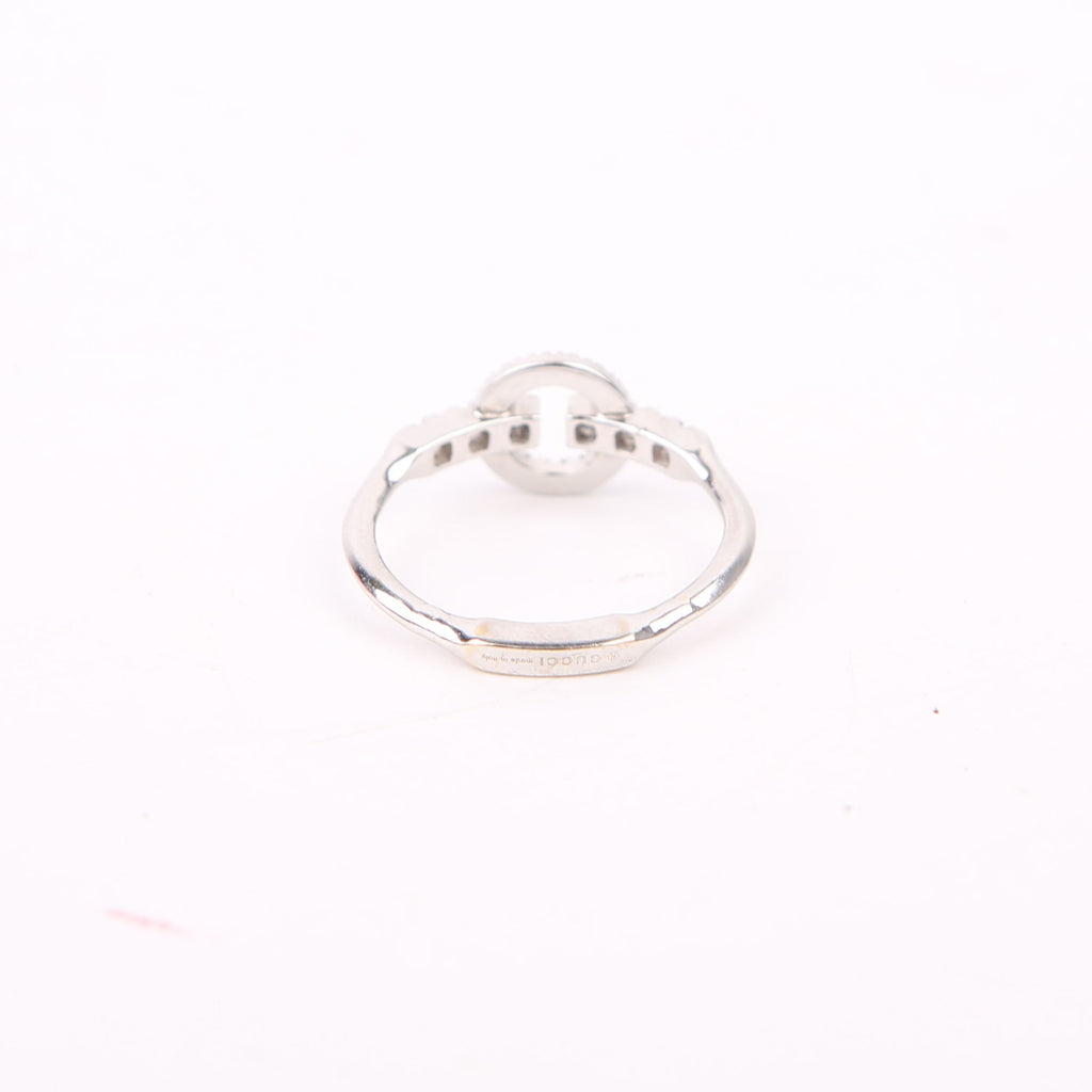 Double G 18K White Gold/Diamonds Ring Size 5.75