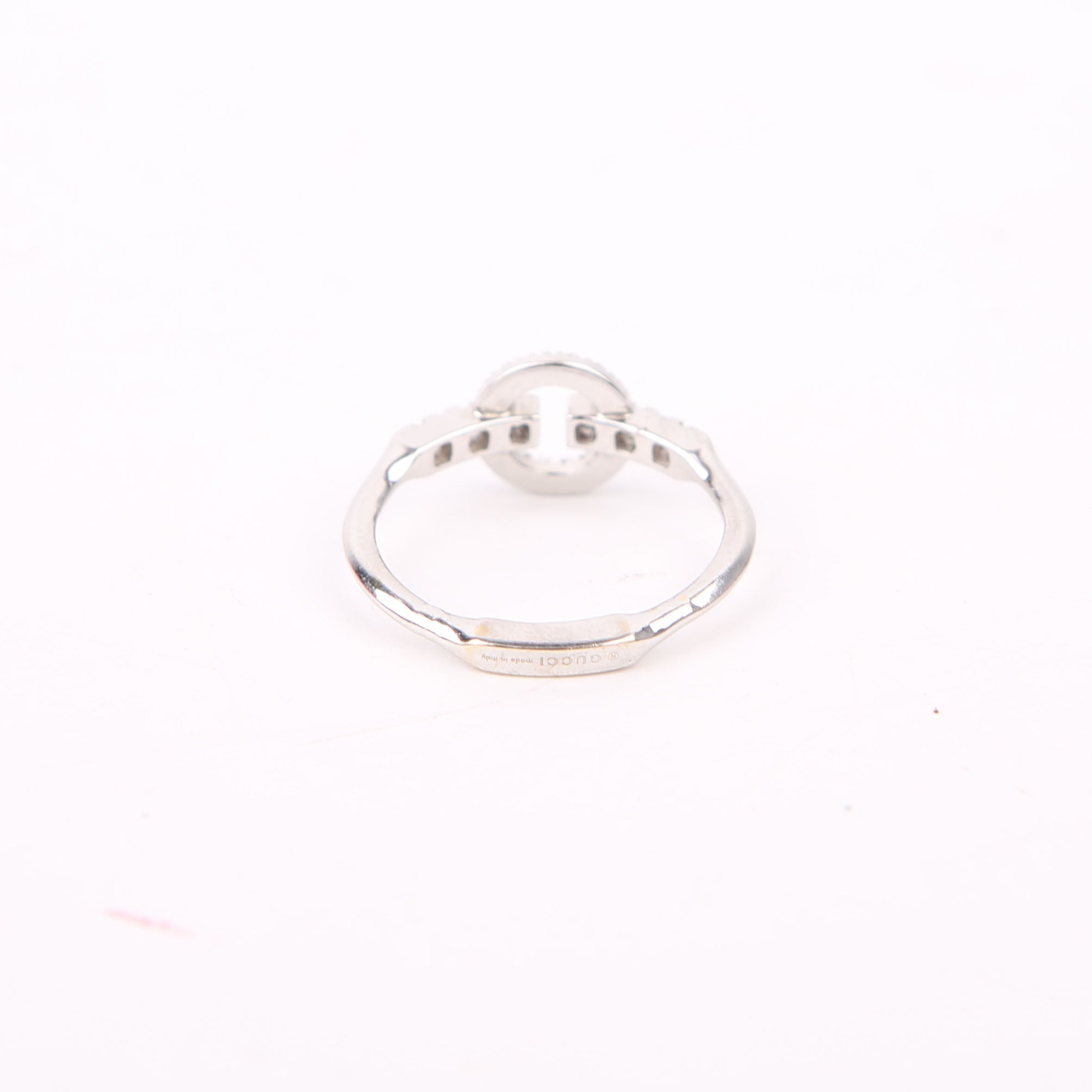 Double G 18K White Gold/Diamonds Ring Size 5.75