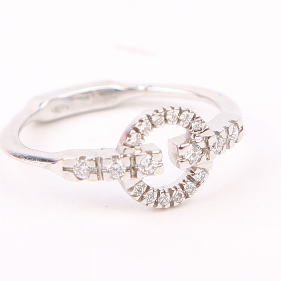 Double G 18K White Gold/Diamonds Ring Size 5.75