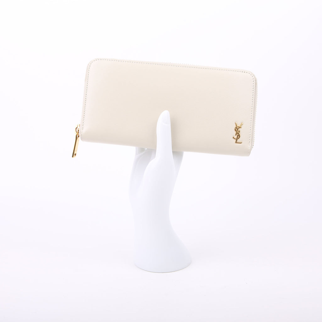 Tiny Cassandra Zip Around Long Wallet White