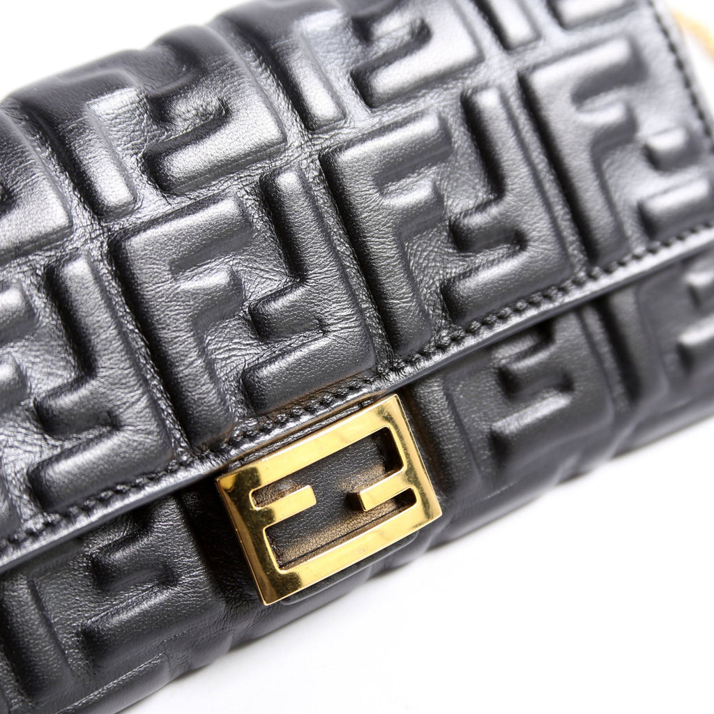 Fendi 8M0365 FF Embossed Wallet On Chain Black