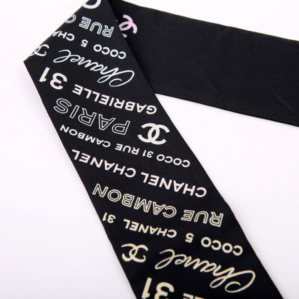 CC Slim Bandeau Silk Scarf Black