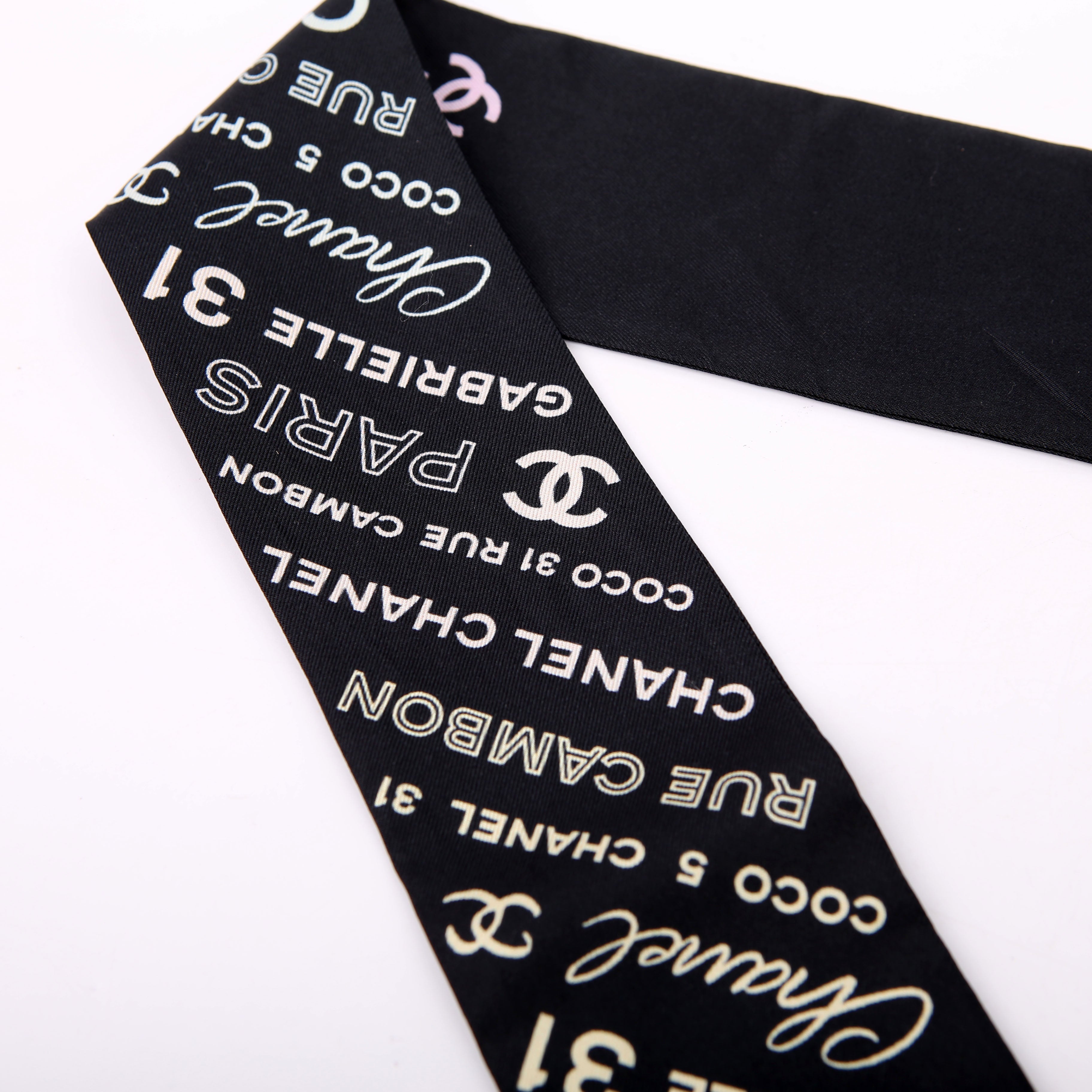 CC Slim Bandeau Silk Scarf Black