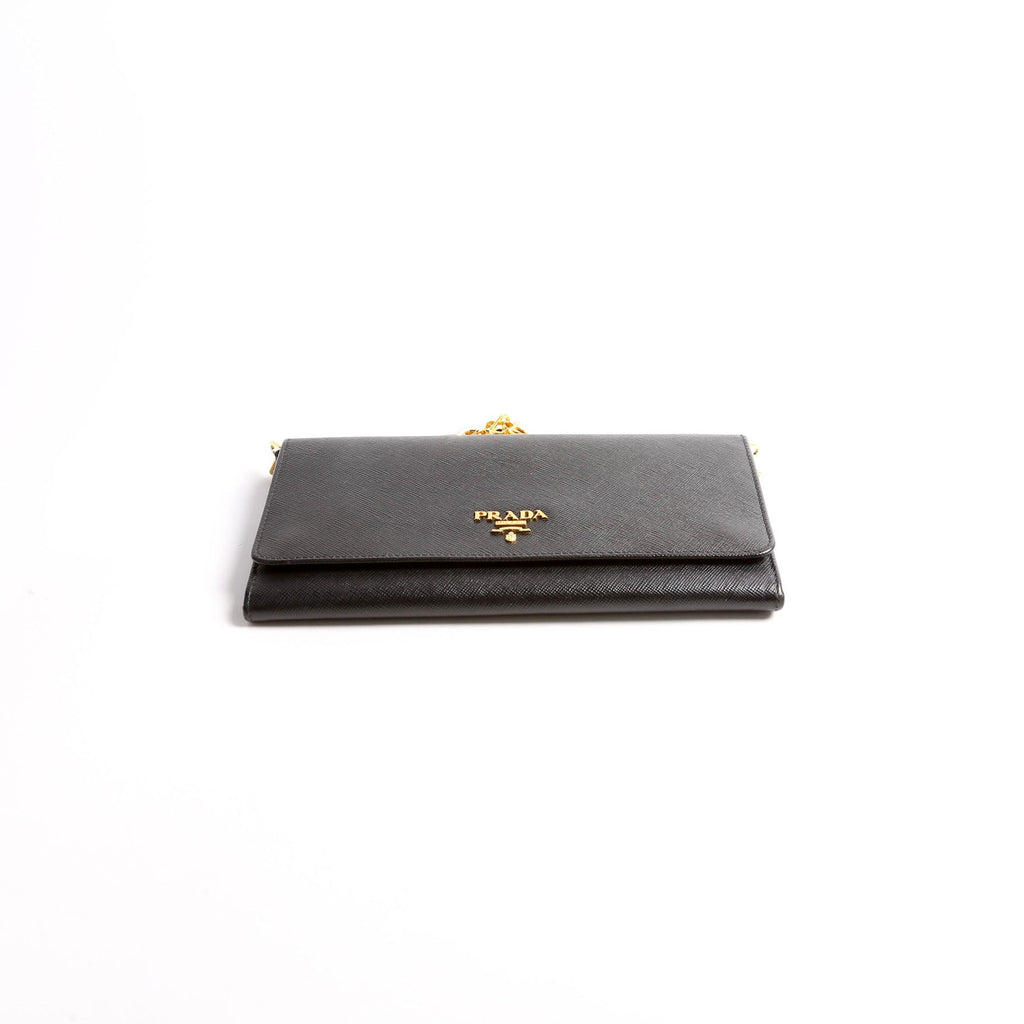 Saffiano Lux Mini Chain Bag Black