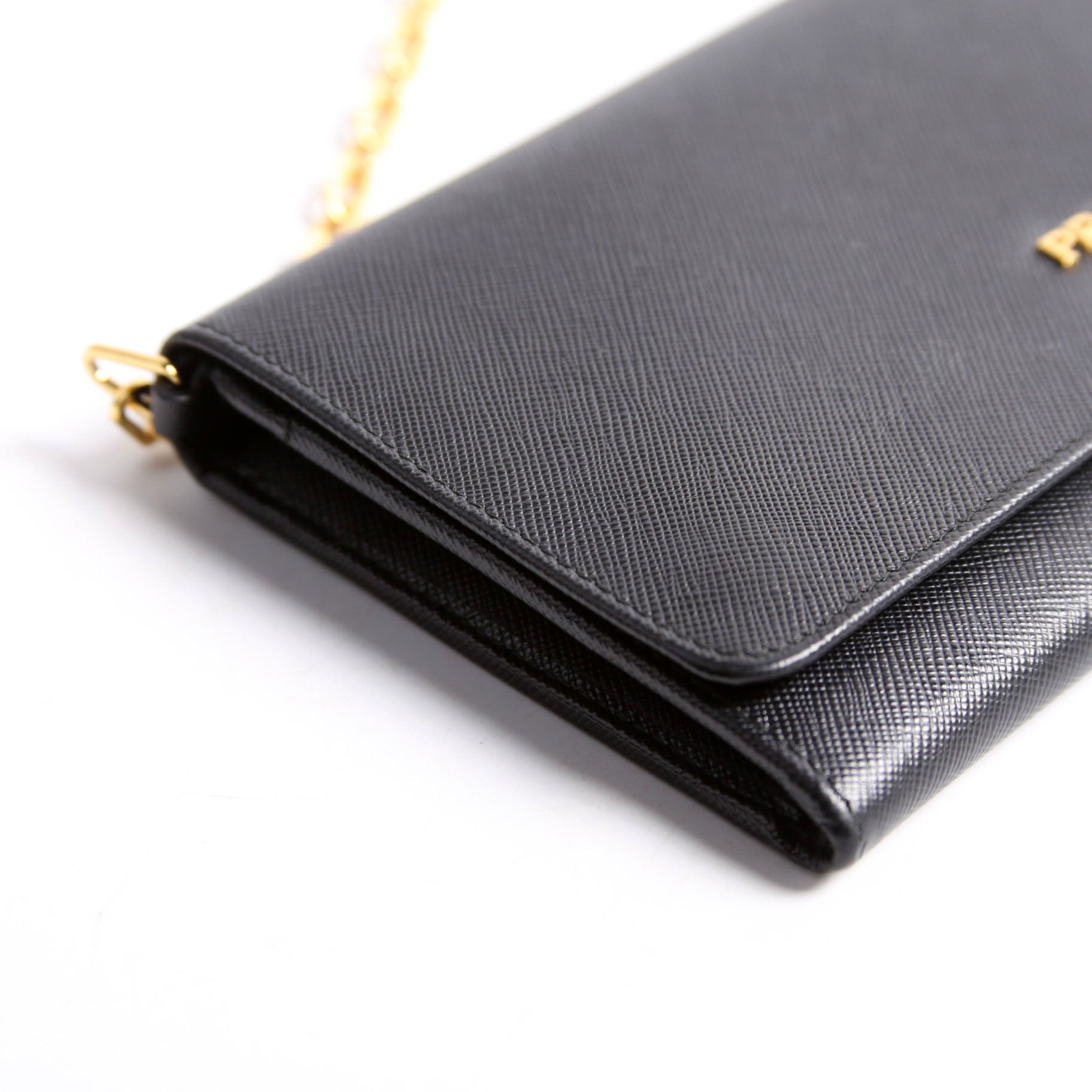 Saffiano Lux Mini Chain Bag Black